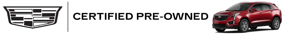 Cadillac Certified Pre-Owned logo with a red SUV, emphasizing quality used cars.