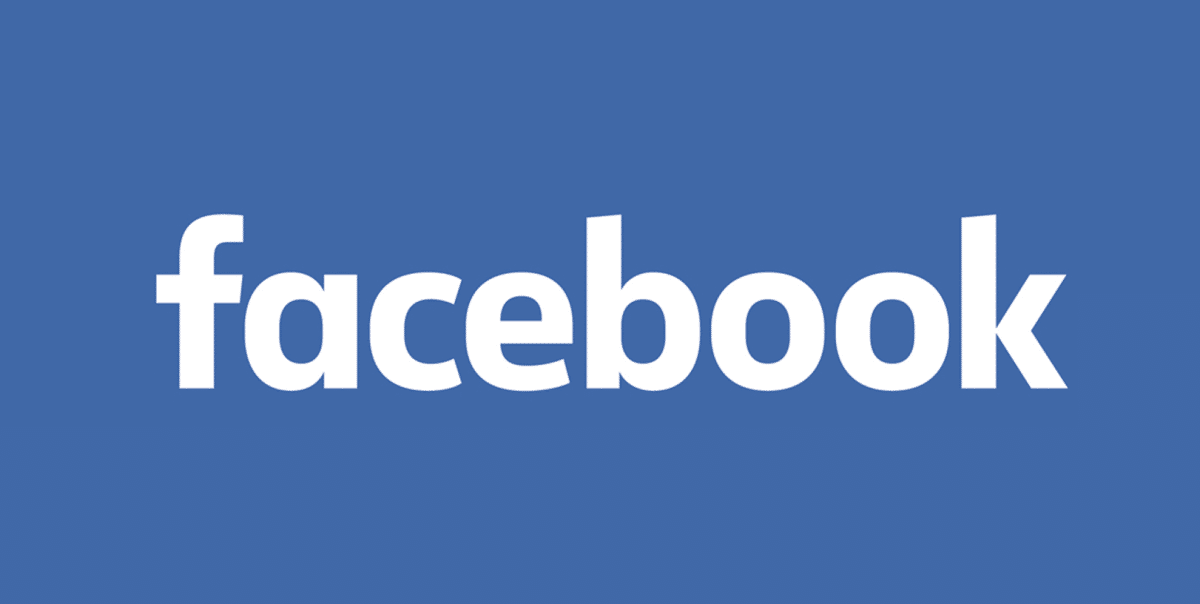 Facebook logo on a blue background, showcasing the brand name in white text.