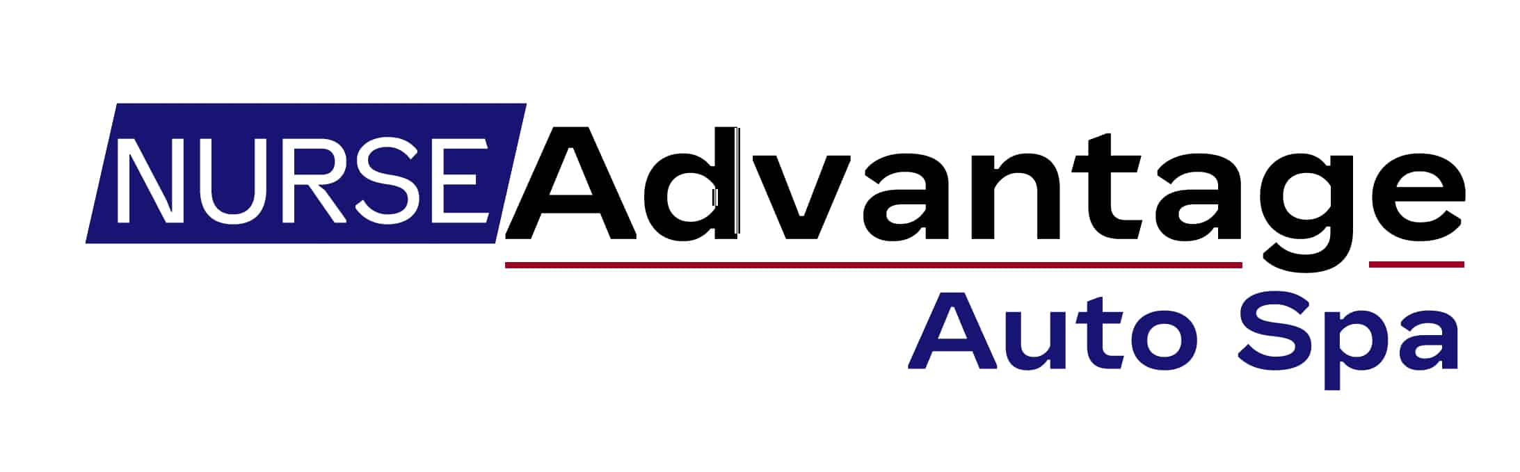 NURSE Advantage Auto Spa logo, featuring bold blue and black text design.