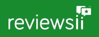 Green logo featuring "reviewsii" with speech bubble and star icon. Online reviews platform branding.