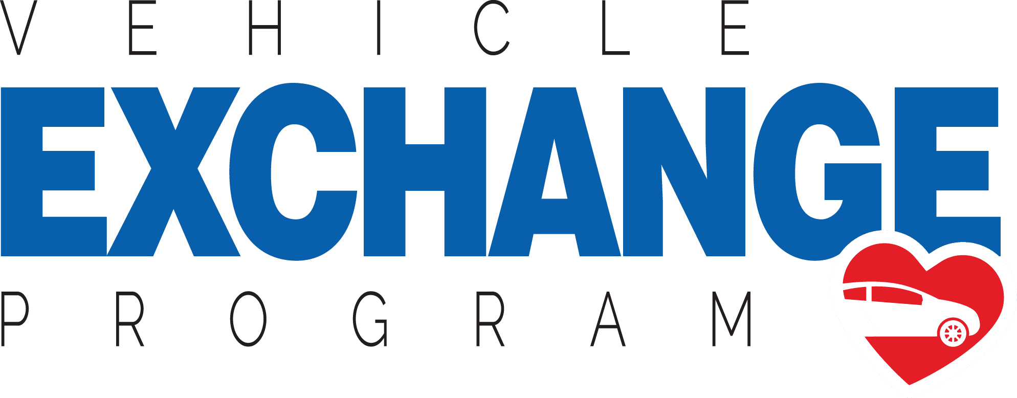 Vehicle Exchange Program logo with a car silhouette inside a red heart.